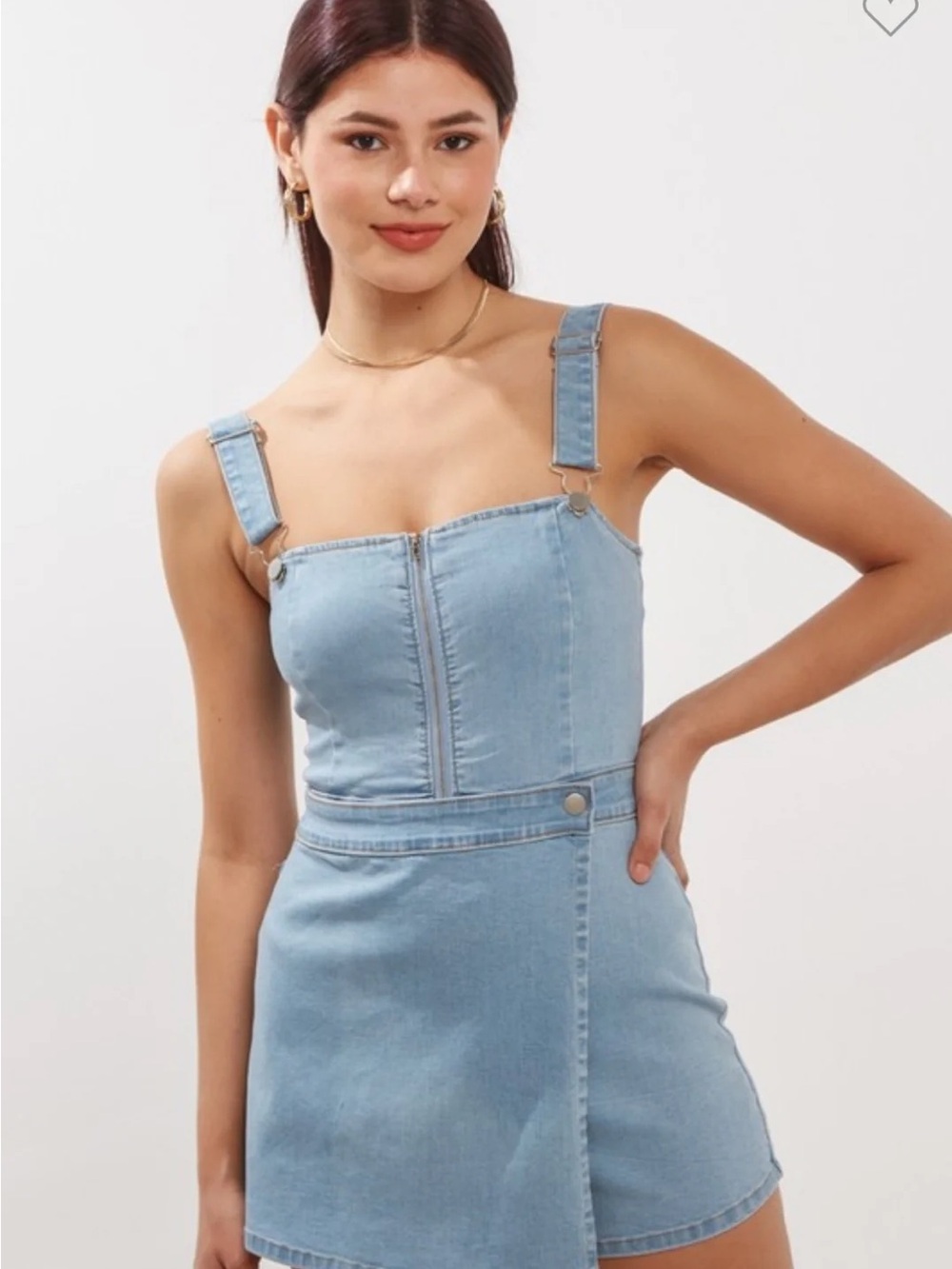 Blue Blush Light Wash Denim Romper